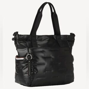 Hedgren Black Quilted Puffy Weekender Tote with Detachable Strap